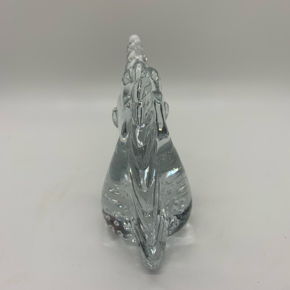 Blown Glass Unicorn Clear Glass Art Figurine Paperweight - Picture 4 of 9